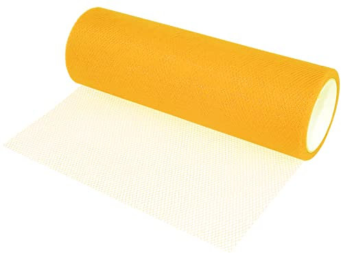 AERZETIX - C55267 - Rollo red de tul 15cm x 9m - color: amarillo - para confección costura ropa artesanía decoración