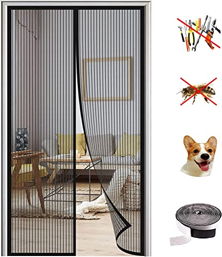 Magnet Fliegengitter Tür Insektenschutz,Magnetisches Moskitonetz, Automatisch Geschlossen, Anti-Moskito-Vorhang für Balkontür und Terrassentür.-Black A||90x210CM