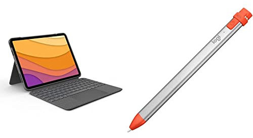 Logitech Combo Touch Custodia con Tastiera per iPad Air (4 e 5 gen - 2020, 2022), Layout UK/US QWERTY - Grigio & Crayon Matita Digitale, Bluetooth