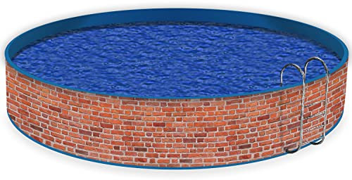 Wallario Pool Verkleidung mit Motiv und Ösen, Umrandung Dekoration, Motiv Rote Ziegelsteinwand - Backsteine, Größe Höhe 80 cm x L 10m