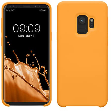 kwmobile Hülle kompatibel mit Samsung Galaxy S9 Hülle - Silikon Handy Case - Handyhülle weiche Oberfläche - kabelloses Laden - Fruity Orange