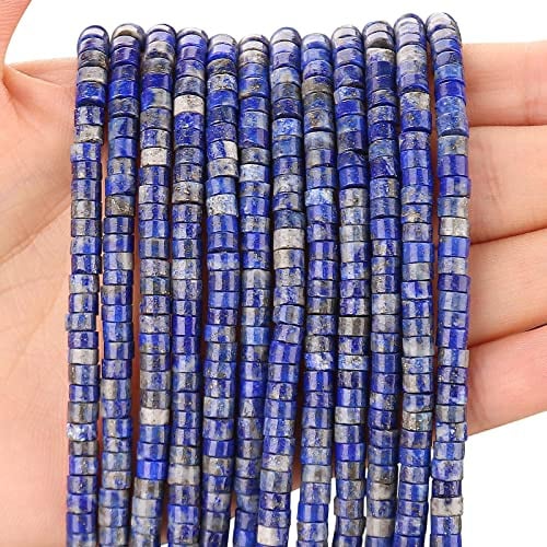 BONNY BOXX 150pcs Natural Lapis Lazuli Spacer Beads Semi-Precious Semi Precious Round Heishi Disc Stone Beads for Making Beads