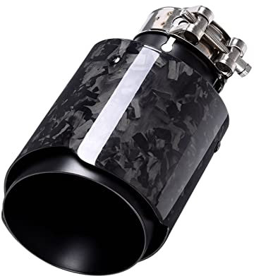DHWUIASF Auto Universal Glänzend Geschmiedete Kohlefaser Schwarz Edelstahl Auspuff TipTail Rohr Auspuffblenden (Size : In 80mm Out 101mm)