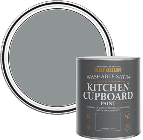 Rust-Oleum Dark Grey Scrubbable Kitchen Cupboard Paint in Satin Finish - Anthracite 750ml