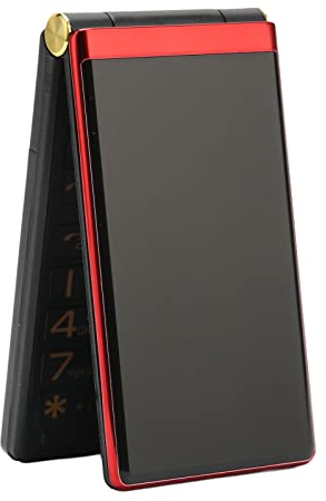 Dpofirs Senioren-Klapphandy, GSM 2G-Handy mit Doppelbildschirm, Entsperrt, Große Tasten, Großer Bildschirm, Laute Lautstärke, LED-Taschenlampe, Dual-Standby-Telefon für ältere Kinder, (Rot)
