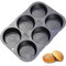 Dootafy Hamburgerbrötchenform Silikonbackform, 6 Mulden, perforierte Antihaft-Hamburgerbrötchenform, rundes Backblech mit Halterungen, Brotmacher zum Backen