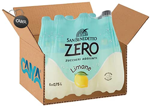 6X San Benedetto Zero gusto Limone Zero Zuccheri Aggiunti Bibita Analcolica 750ml [CAIYA® BOX da 6 Bottiglie]
