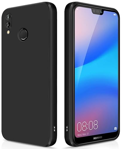 GiiYoon Cover per Huawei P20 Lite Custodia in Silicone, Custodia Antiurto Case Sottile in Silicone TPU con Strato Interno in Fibra e Protezione della Fotocamera, Nero