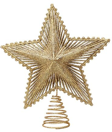 Soochat Glitter Star Treetop Christmas Tree Star Topper Xmas Tree Topper Star for Christmas Tree Decorations (Gold)