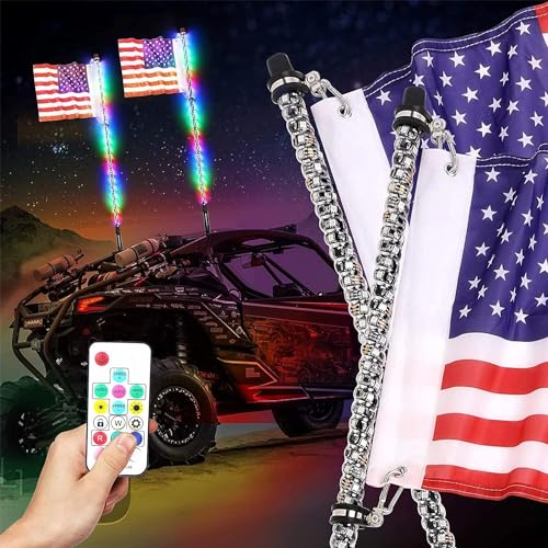 JSY Lumières de Fouet de Danse de 3FT LED, lumière à télécommande tordue par 360° RVB Dansant/Poursuivant Feux de Fouet à LED