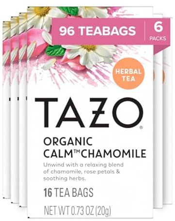 TAZO Calm Chamomile Herbal Tea Bags, 96 Count (16ct - 6-Pack)