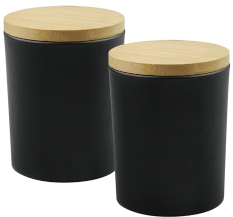 WakiHong Juego de 2 Soporte Para Almacenamiento de Hisopos de Algodón Botes Herméticos para Especias DIY Frascos de Vela Vacíos para Hacer Velas,Contenedores de Especias Y Polvo.(color negro mate)