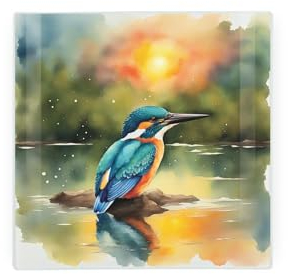 Kingfisher Hot Pot Stand Trivet - British Wildlife Art Glassware Gift/Present - Kitchen Chopping/Cutting Board Worktop Protector with Non-Slip Feet 20cm x 20cm (8 x 8)