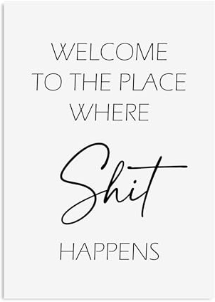 Nastami Poster Badezimmer Spruch Poster Toilette Geschenk Einzug (SHIT HAPPENS, DIN A4)
