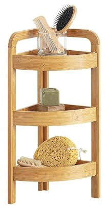 Avilia Eckregal mit 3 Ebenen, ideal für Küche oder Badezimmer, modernes und feuchtigkeitsbeständiges Eckregal, platzsparend, aus Bambus, 33 x 23 x 61 cm