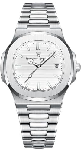 rorios Herren Minimalistic Uhr Analog Quarz Armbanduhr Datum Kalender Leuchtend Uhr Elegante Business Uhren Edelstahl Herrenuhren Weiß