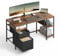 VASAGLE Computertisch, Bürotisch, Schreibtisch, mit 3 Ablagen, 2 Schubladen, 140 x 60 x 76 cm, fürs Büro, Wohnzimmer, Industrie-Stil, vintagebraun-schwarz LWD104B01
