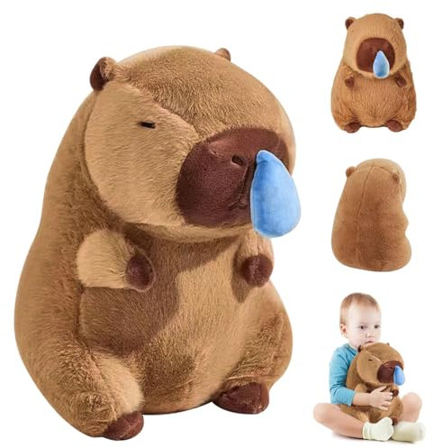 Bocguy 35 cm Peluche Capybara Morbido con Naso Retrattile, Peluche per Bambini e Ragazzi