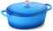 TeamFar 7QT Cast Iron Enamel Oval Dutch Oven, Blue