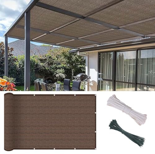 Toile d'ombrage rectangulaire de 3,8 x 6,5 m avec œillets, perméable à l'eau, anti-regard, cordon en nylon et attaches de câble, idéal pour les fêtes sur le patio et les événements en plein air.