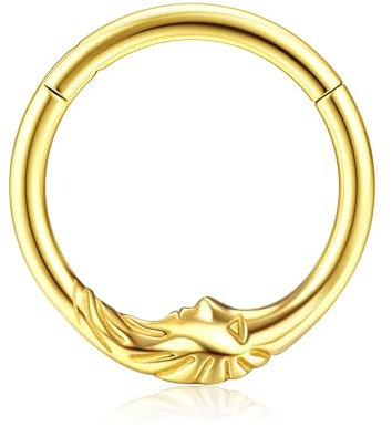 BodyBonita Gold Septum Rings 16G - 316L Stainless Steel Nose Rings Hoops for Women Septum Piercing Jewellery 8 mm Lunar