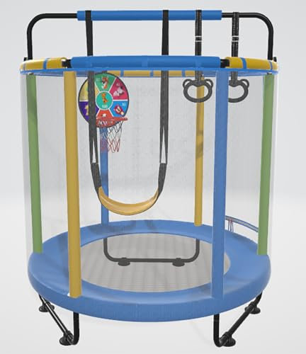 CZCPARY Kids Trampoline,Trampoline for Children,with Basketball Hoop, Swing, Pull Ring, Suitable for Indoor and Outdoor Use,Suitable for Children, Birthday Gifts