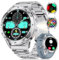 LIGE Montre Connectée Homme, 1.43'' Smartwatch Homme avec Appel Bluetooth/LED Lampe/530 mAh Batterie/110+ Modes Sportifs, 24/7 Moniteur de Fréquence Cardiaque SpO2 et Sommeil pour Android iOS, Argent