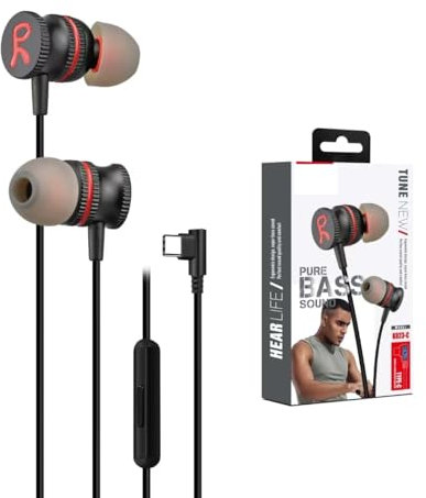 ElloGear Earphones Wired for iPhone, USB C Headphones Premium Quality Build, OEM Earbuds Stereo Headphones for Samsung (Wired Earphones kin)
