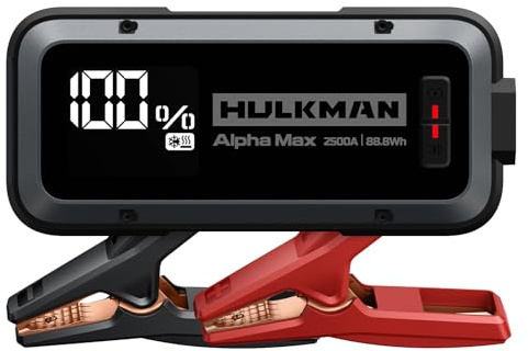 Hulkman Alpha Max Space Gray, 2500A 88.8Wh Car Battery Jump Starter with -40℉ Start Tech, 12V Portable Jump Box, 3.3 LED Display Jump Pack, Jumper Cables for Car Up to 9.0L Gas and 6.5L Diese Engines