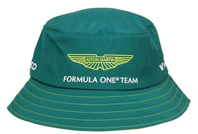 Aston Martin F1 2025 Bucket Hat Grün - Einheitsgröße | HD-Druck Aston Martin F1 Team Logo, Partnerlogos an den Seiten und am Rücken