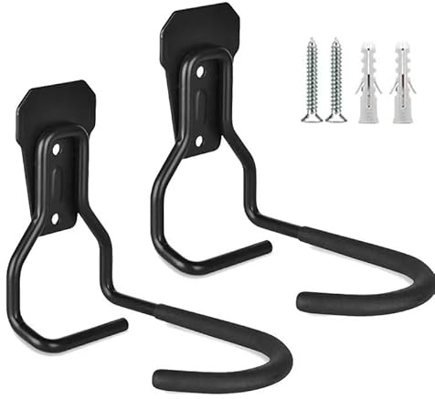 2 soportes de pared para bicicleta en forma de L, para ahorrar espacio, suspensión vertical con goma EVA, para garaje y tiendas de bicicletas, color negro