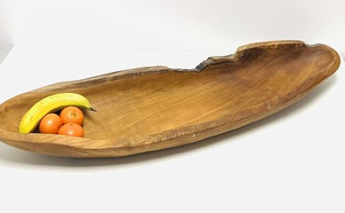 My Square Mile Rustic Wooden Serving or Display Bowl Carved from Teak Roots (Long Bowl 90cm)