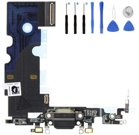 Eutoping USB Charging Port Replacement Repair for Apple iPhone 8 Black Dock Connector Charging Board Flex Cable Assembly Replacement with Tools