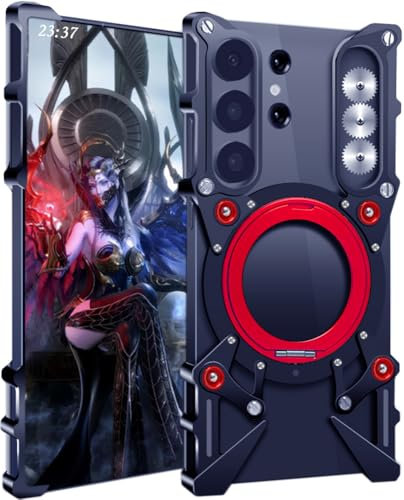 Metal Case for Samsung Galaxy S22 Ultra, Cover for Galaxy S 22 Ultra Cellphone, Border Mobile Phone Shell, Bracket -Black