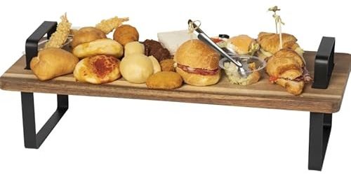 Vassoio Legno Acacia con Supporti in Metallo – Alzata per Buffet, Aperitivo, Colazione – Accessori Casa, Idee Regalo Originali, Vassoio da Portata Elegante 48x20x16cm