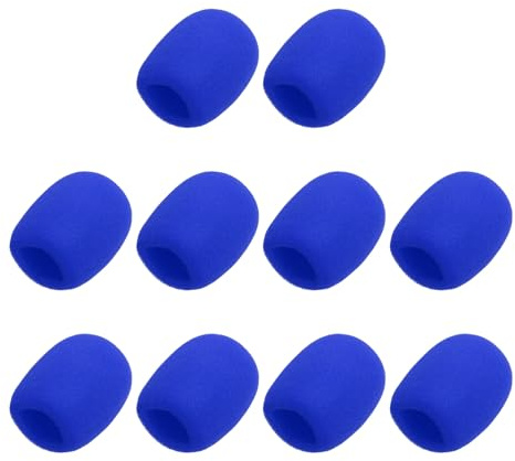 sourcing map 10pcs Microphone Foam Covers, 40mm (1.57) ID 10mm (0.39) Thickness Microphone Windscreen Foam Cover for Most Handheld Microphones, Blue
