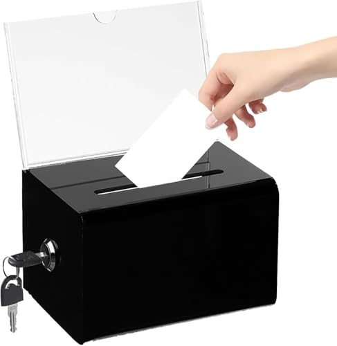 Yitobici Acryl Spendenbox, Spendenbox Abschließbar, Wahlurne Schwarz mit Schlüsselschloss,Spendendose,Kummerkasten,Geldbox,Losbox,für Gewinnspiele, Abstimmungen,Visitenkarten