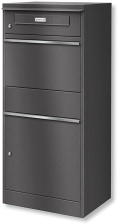 Metzler Briefkasten mit XXL-Paketfach und abschließbarem Fach Db 703 Eisenglimmer wetterfest rostfrei freistehend großes Volumen sicheres Namensschild für Vorgarten und Eingangsbereich