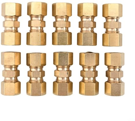 Lot de 10 raccords de compression en laiton pour tuyaux hydrauliques et de frein (3/8)