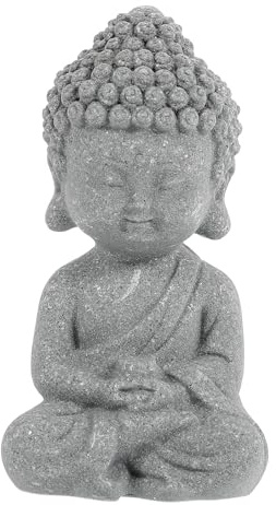 Homoyoyo Kleine Buddha Statue Aquarium Dekoration aus Künstlichem Stein Robust Bruchsicher Langlebig Zen Tischdeko für Fischbecken und Wohnraum