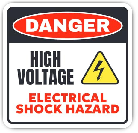Aufkleber: 300 mm, 1 Stück - Danger High Voltage Electrical Shock Hazard Mega