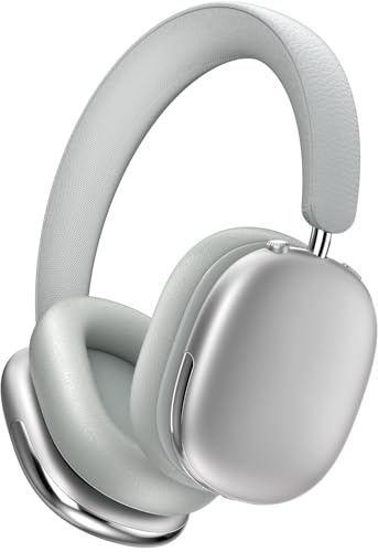 Lonzuer Casque Audio Supra-auriculaire Bluetooth avec réduction Active du Bruit (ANC) - 120 Heures d'autonomie, Micro intégré, Audio Haute Résolution, Compatible Android - Argent
