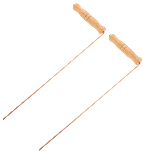 TIKODIDA Baguettes de Radiesthésie en Cuivre Pur 2 Pièces Manche Bois pour Enquête Fantômes et Prospection Aurifère Faciles à Transporter
