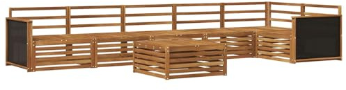 vidaXL Outdoor-Sofagarnitur 7 pcs Natur 79 x 79 x 37 cm, Lounge-Sofa für die Terrasse, modernes, wetterfestes Gartenmöbel-Set für Bequeme Sitzgelegenheiten