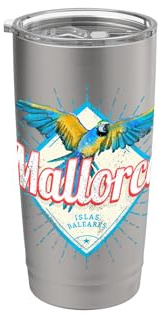 Maiorca Isole Baleari Pappagallo retrò Souvenir vintage Bicchiere termico in acciaio inox doppia parete