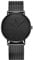 Alienwork IK All Black Armbanduhr Herren Damen Schwarz Metall Mesh Armband Edelstahl Ultra-flach