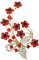 QUKE Broche vintage en forme de fleur avec cristaux de zircon rouge et rubis pour femme