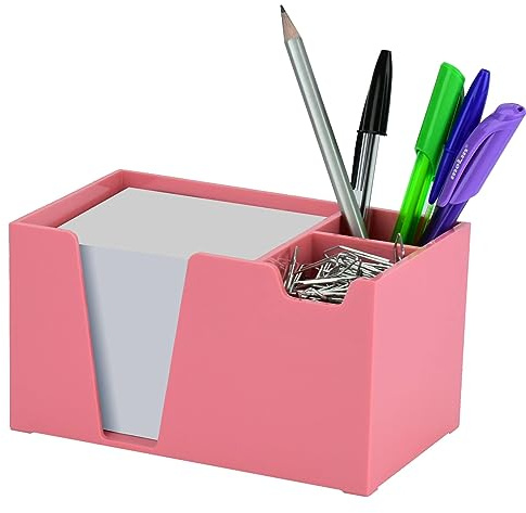 Acrimet Schreibtisch-Organizer für Stifte, Kugelschreiber, Papier, Büroklammern, Utensienhalter (Kunststoff) (Weißes Papier enthalten) (Rosa)