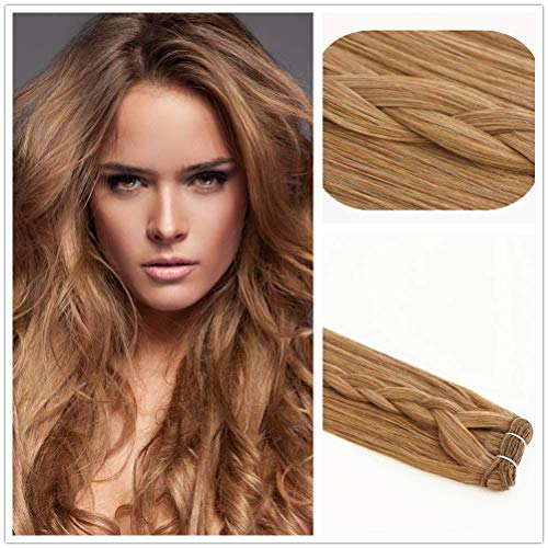 Echthaar Tresse RAMO Haarverlängerung Hair Extensions 100% REMY Echthaartresse 50 cm - Farbe 8 (Haselnussbraun)