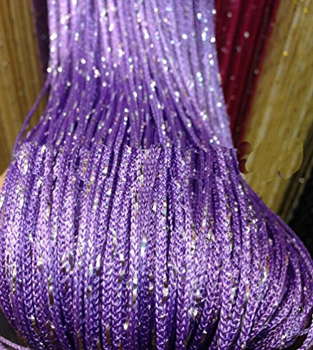 Yiyida Glitzernder Fadenvorhang mit Quaste, Raumteiler, Netzvorhänge, 2 Stück, 100 cm breit x 200 cm hoch, in 15 Farben erhältlich, Violett